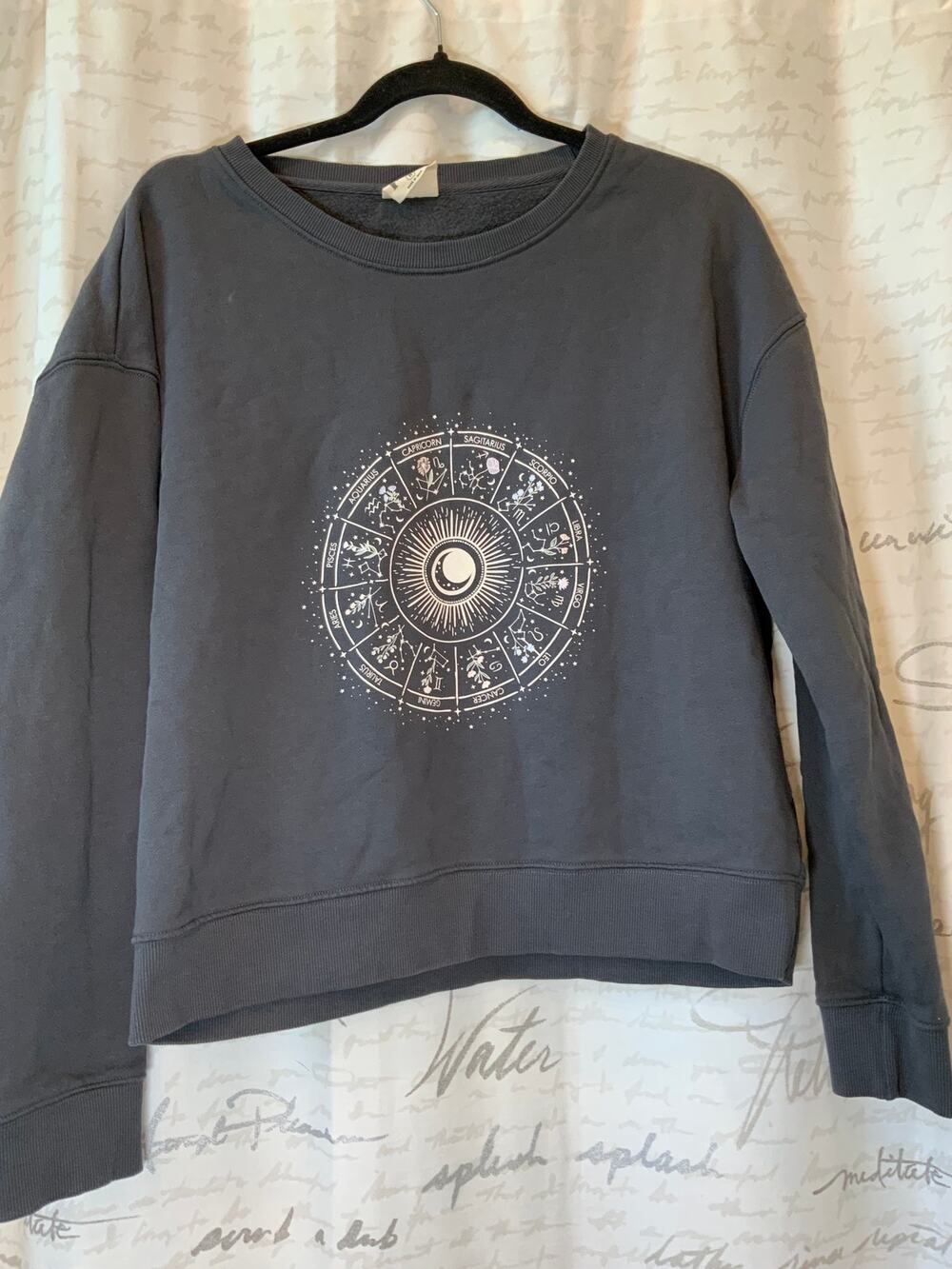 Pact Organic Cotton Zodiac Wheel Crewneck Sweatshirt Gray XL Celestial